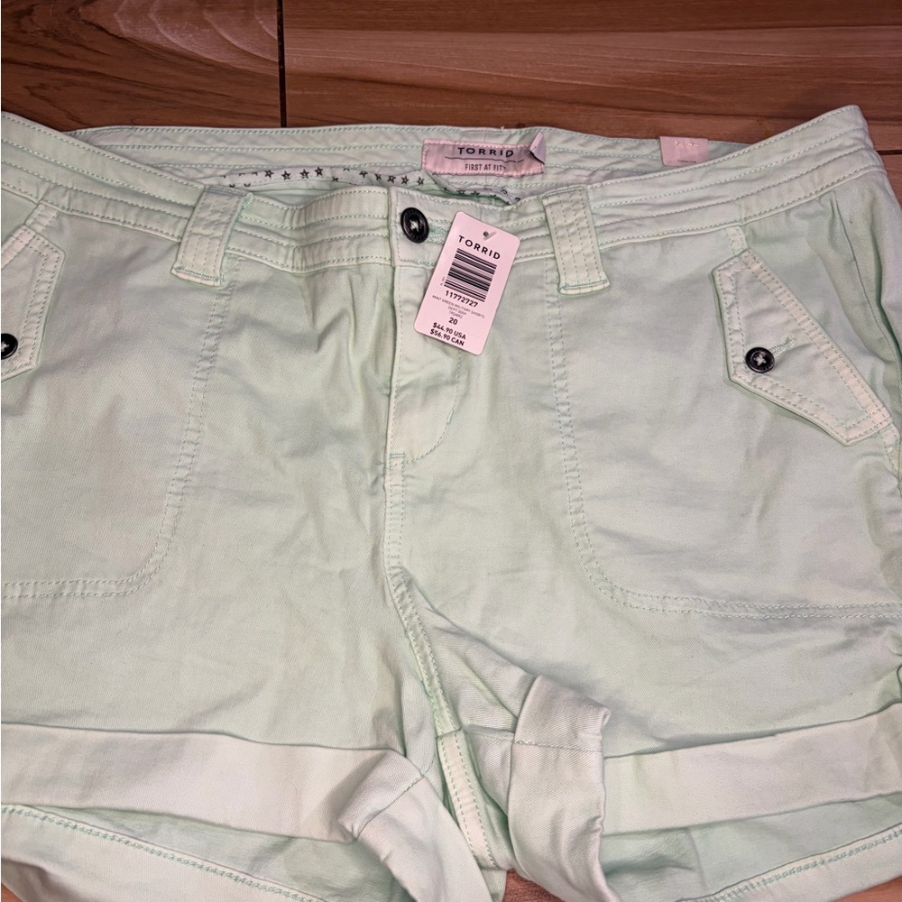 Size 20 NWT Torrid Mint Green Women's Stretch Cotton Shorts